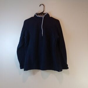 Orvis Pullover Sweater Blue Floral Trim Long Sleeve 1/4 Zip Women’s Sz Med EUC!